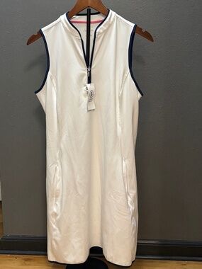IZOD White Quarter Zip Tennis Golf Polo Pickleball Court Dress Women’s MED NWT